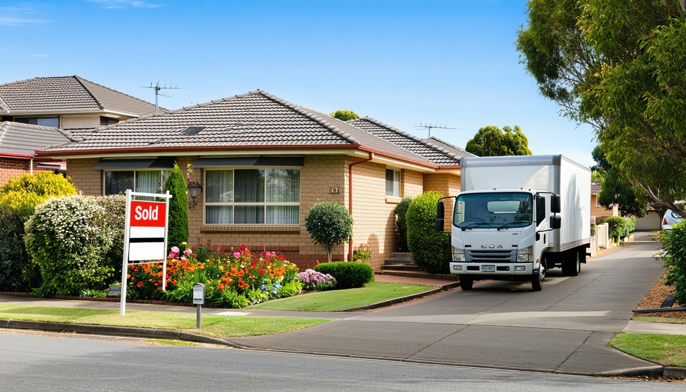 The image depicts a serene suburban street in Bundoora Melbourne lined with wellmaintained houses each showcasing unique architectural styles In the foreground a modest yet charming family home stands prominently its front yard adorned with vibrant f-1